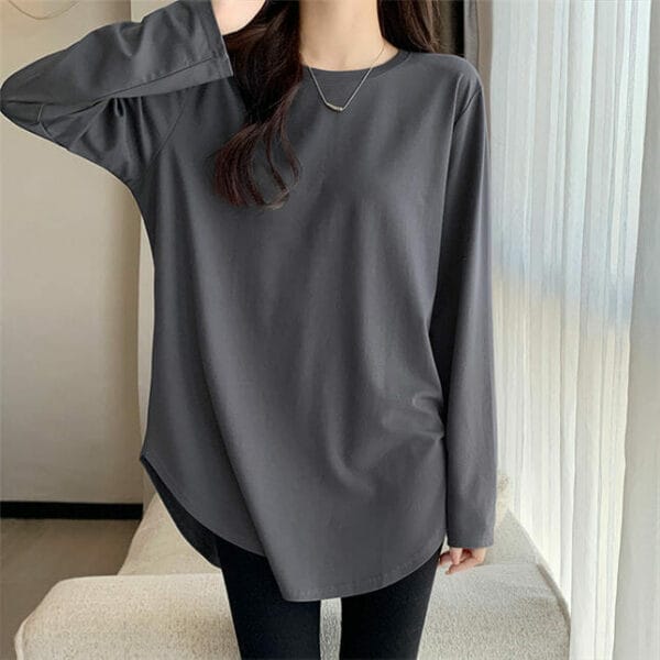 Spring New 4 Colors Round Neck Loosen Cotton T-shirt 5