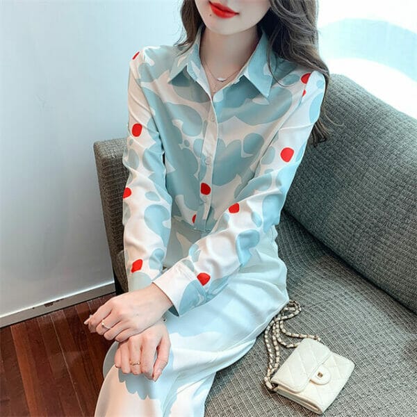 Spring Shirt Collar Flowers Casual Blouse 2