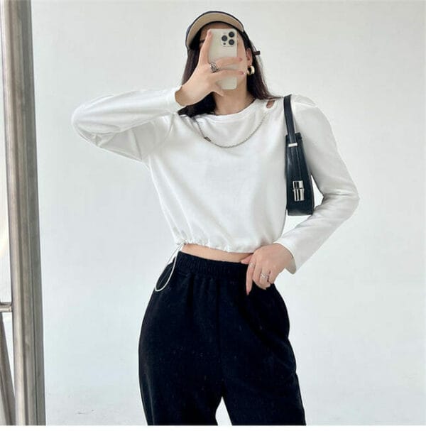 Street Fashion Chain Collar Tops with Cotton Jogger Pants 4