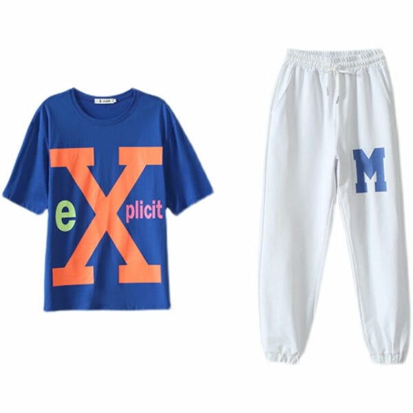 Street Fashion Letters Printings Oversize Cotton Long Suits 7