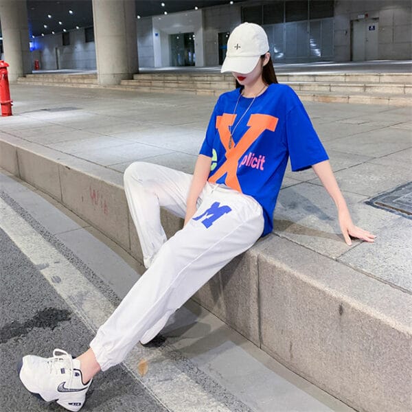 Street Fashion Letters Printings Oversize Cotton Long Suits 5