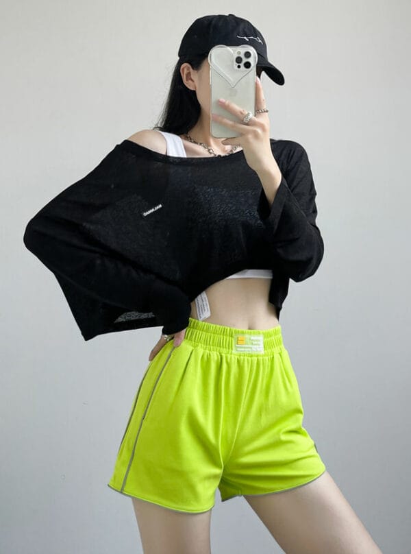 Stylish Korea Batwing Knitting Tops with Sports Short Pants 4