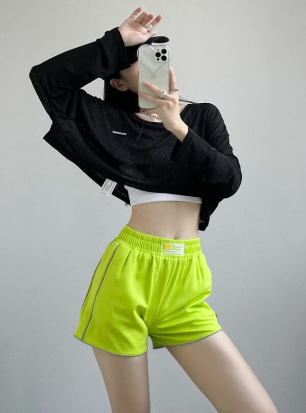 Stylish Korea Batwing Knitting Tops with Sports Short Pants 2