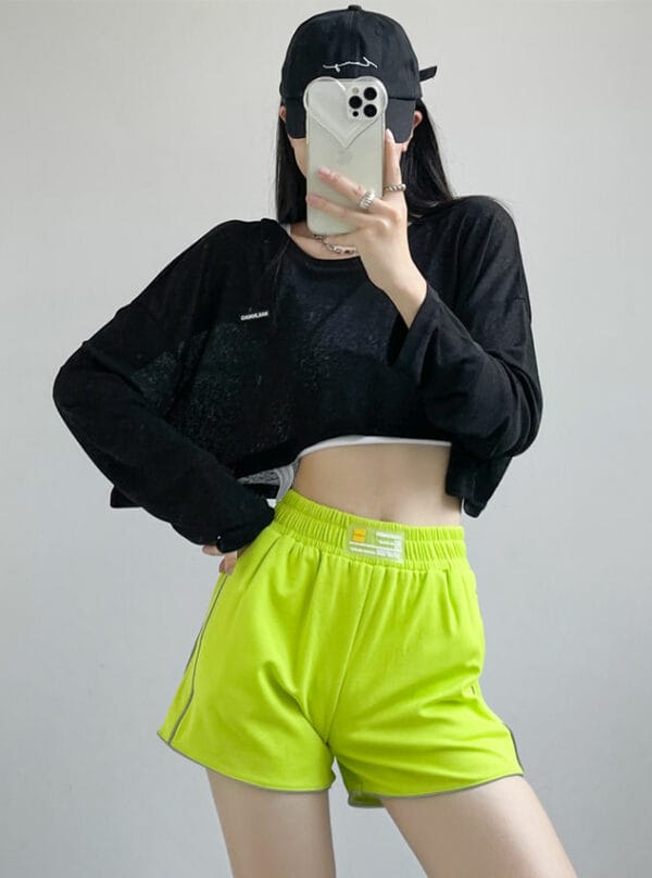 Stylish Korea Batwing Knitting Tops with Sports Short Pants 1