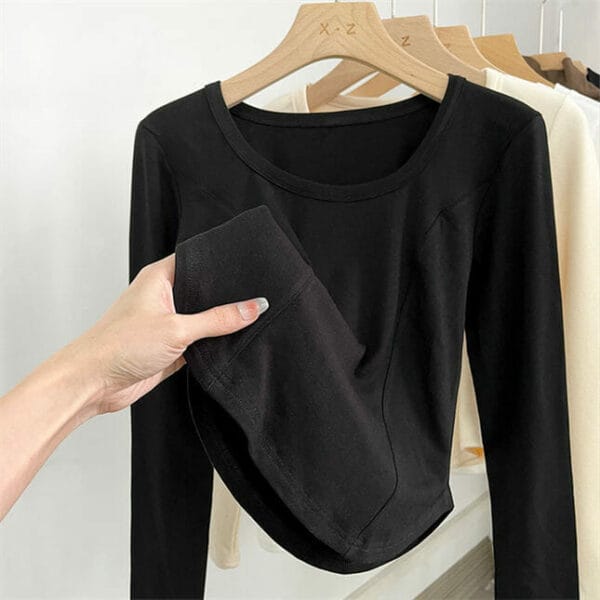 Stylish New 3 Colors Round Neck Long Sleeve T-shirts 5