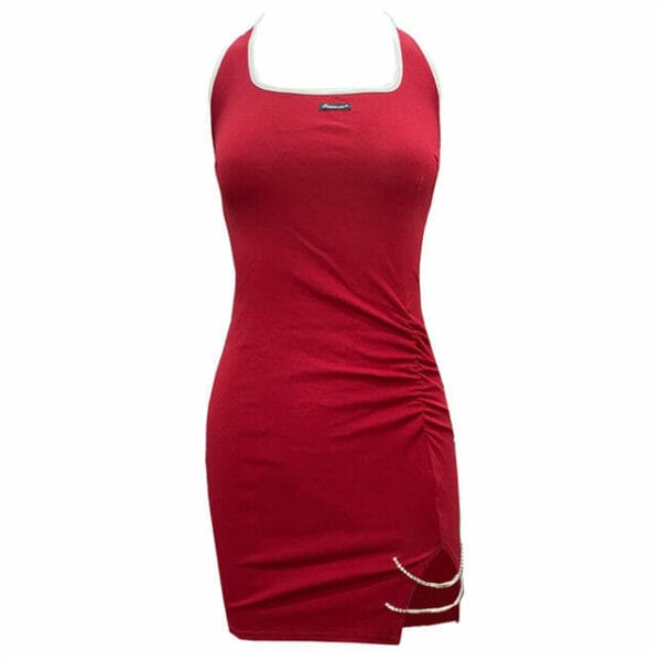 Summer 2 Colors Cotton Backless Halter Dress 7