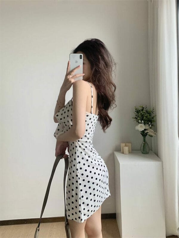 Summer Fashion Flouncing Dots Straps Bodycon Dress 5