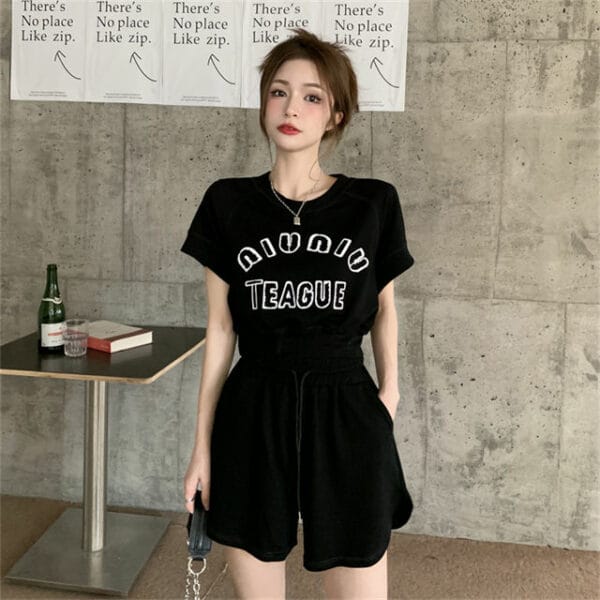 Summer Fashion Letters Batwing T-shirt with Short Pants 6