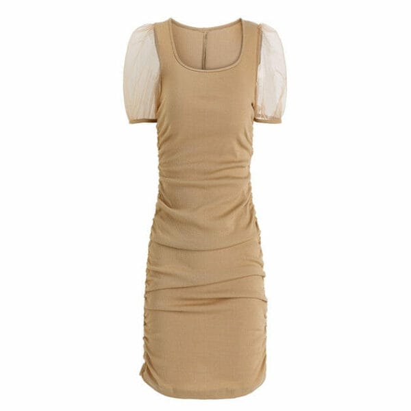 Summer Gauze Sleeve Pleated Slim Cotton Dress 6