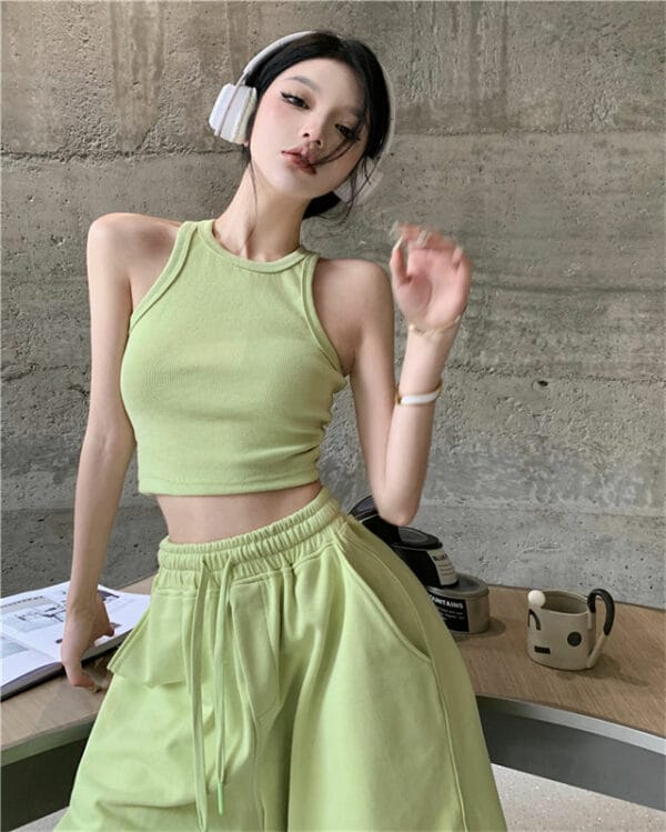Summer Hot Selling Short Camisole with Wide-leg Fifth Pants 4