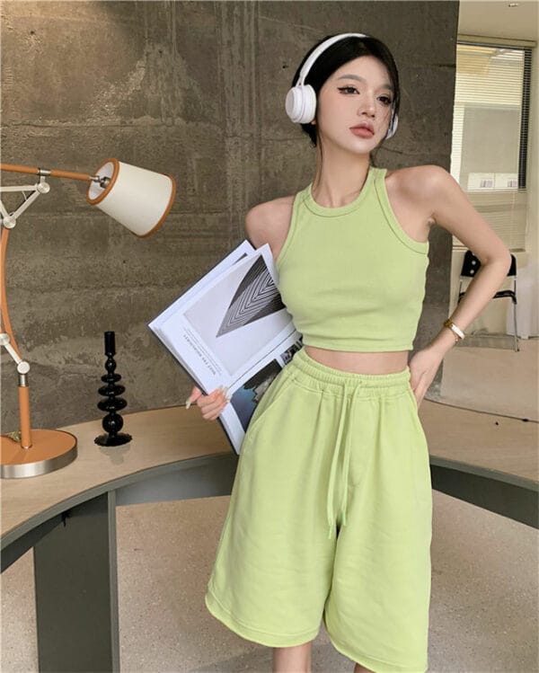 Summer Hot Selling Short Camisole with Wide-leg Fifth Pants 2