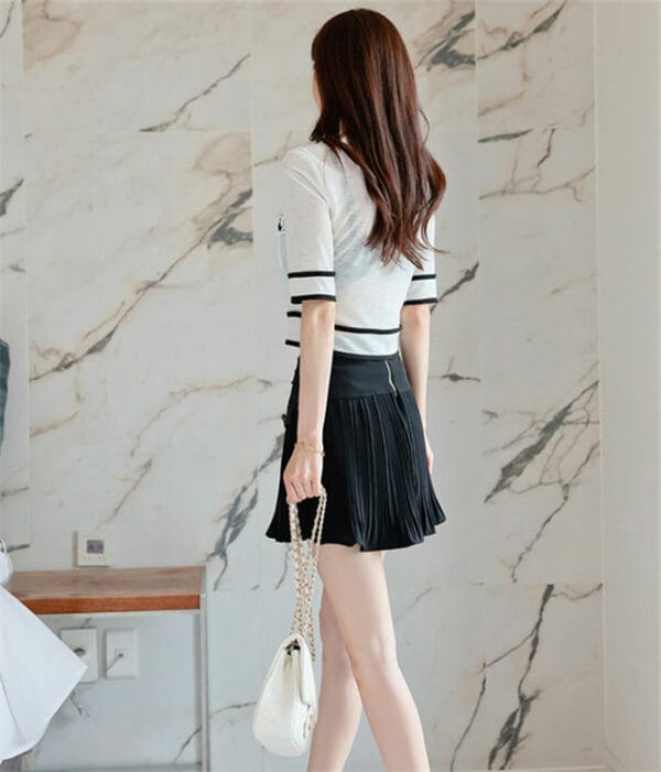 Summer New Round Neck Slim Tee with Pleated Skirt 6