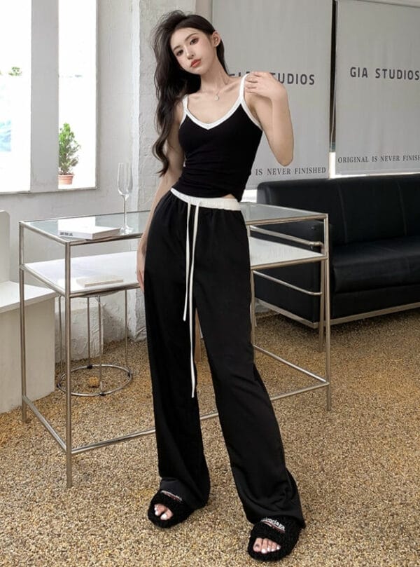 Summer New Short Camisole with Elastic Waist Long Pants 3