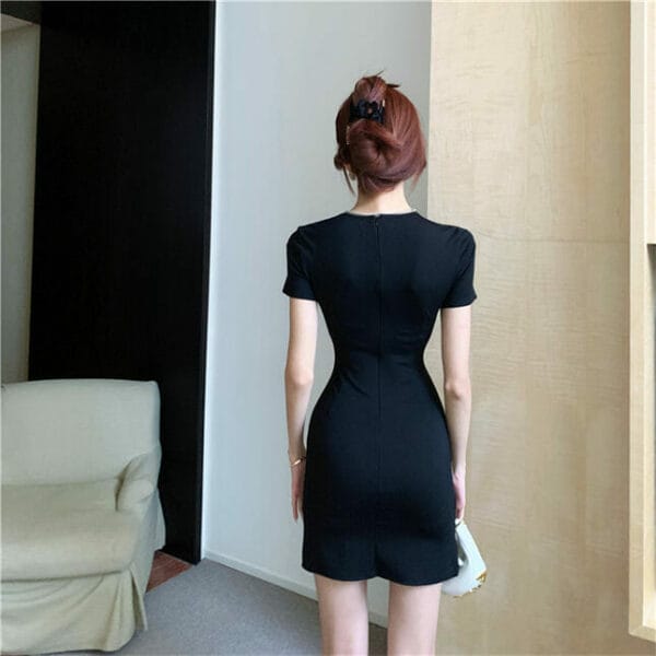 Summer New Square Collar Double-breasted Slim Dress 5