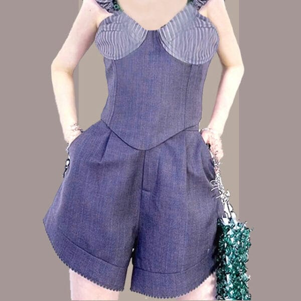 Summer New Straps Short Camisole with Wide-leg Short Pants 3