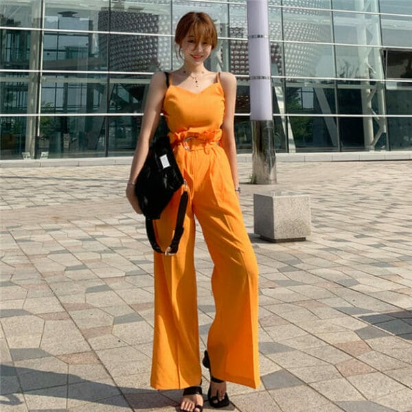Summer New Tie High Waist Wide-leg Two Pieces Suits 2