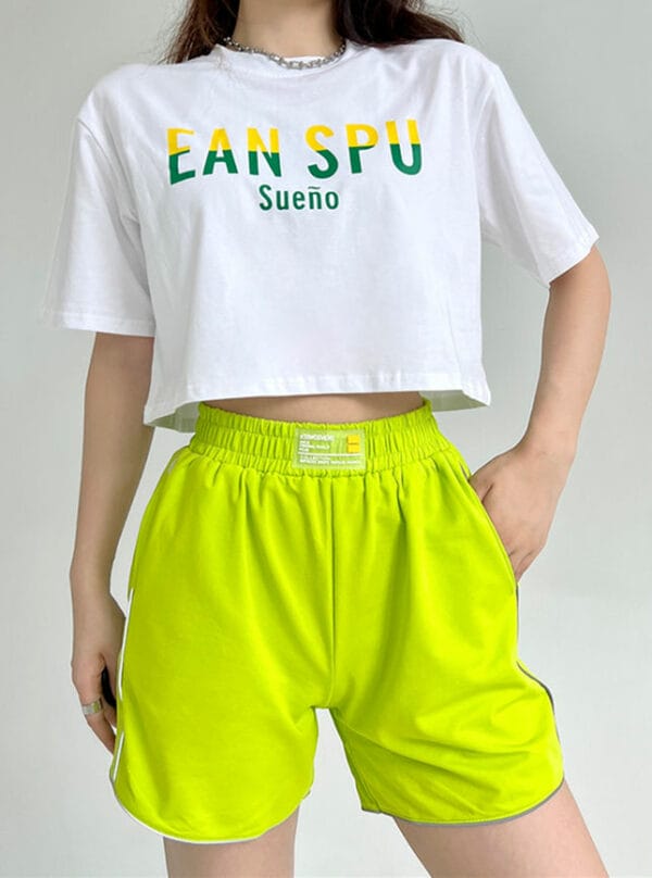 Summer Letters Cotton T-shirt with Short Pants 2
