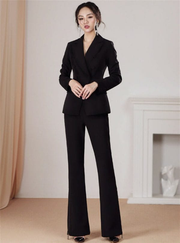 Vogue Lady Tailored Collar High Waist Slim Business Suits 1