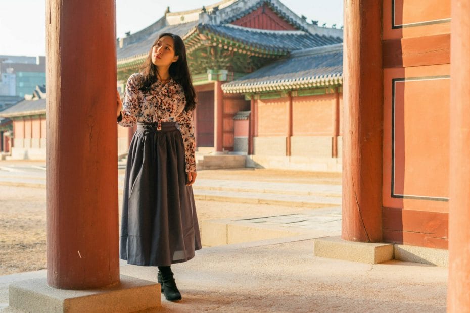 Korean woman in modern hanbok at Changdeokgung Palace
