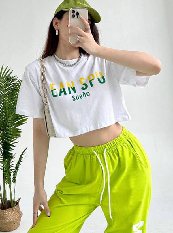 Korea Short T-shirt with Casual Long Pants 4