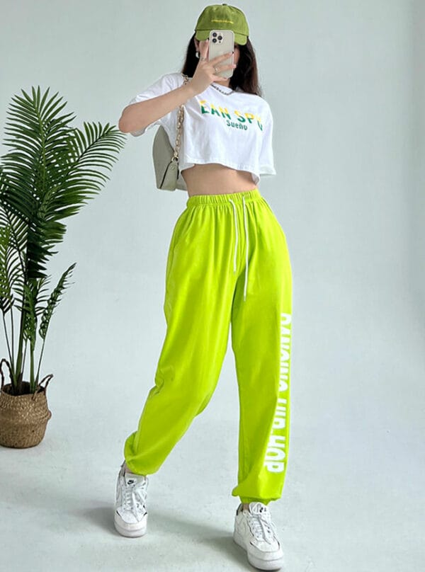 Korea Short T-shirt with Casual Long Pants 2