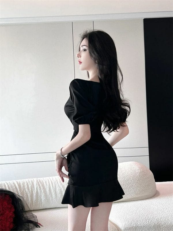 Wholesale Sexy Draw-string V-neck Hollow Out Fishtail Dress 5