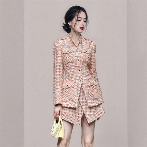 Winter Fashion Single-breasted Tweed Thick Short Suits 2