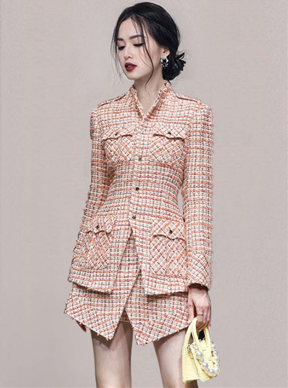Winter Fashion Single-breasted Tweed Thick Short Suits 1