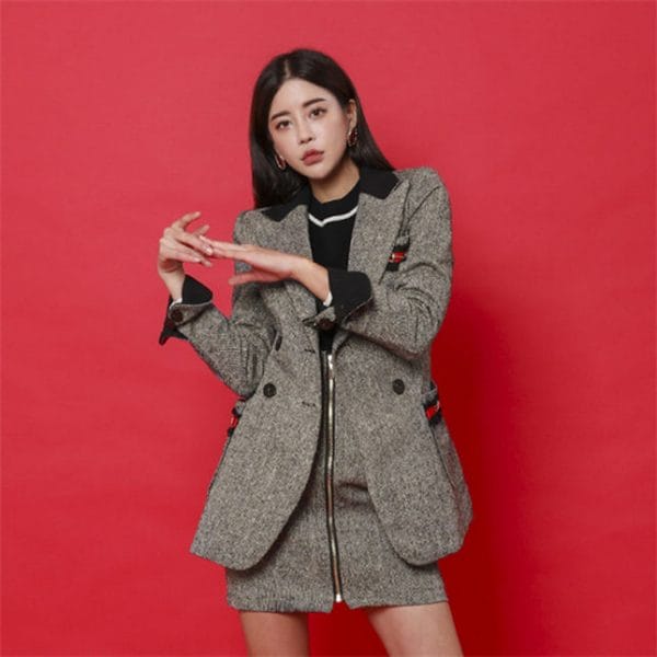 Winter Fashion Tailored Collar Wool Jacket with Zipper Skirt 3